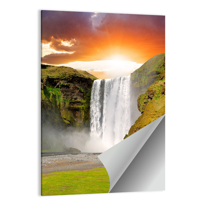 Skógafoss at Sunset, Iceland Wall Art as a poster print