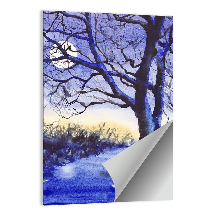 Winter Moonlit Field Wall Art as a poster print