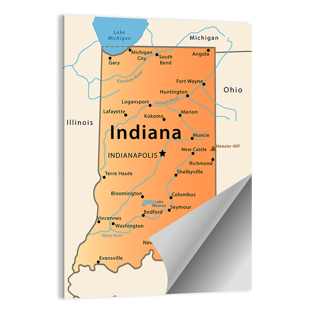 Indiana State Map Wall Art