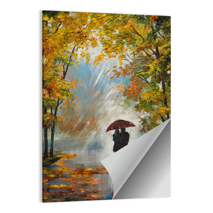 Couple in Autumn Forest Wall Art as a poster print