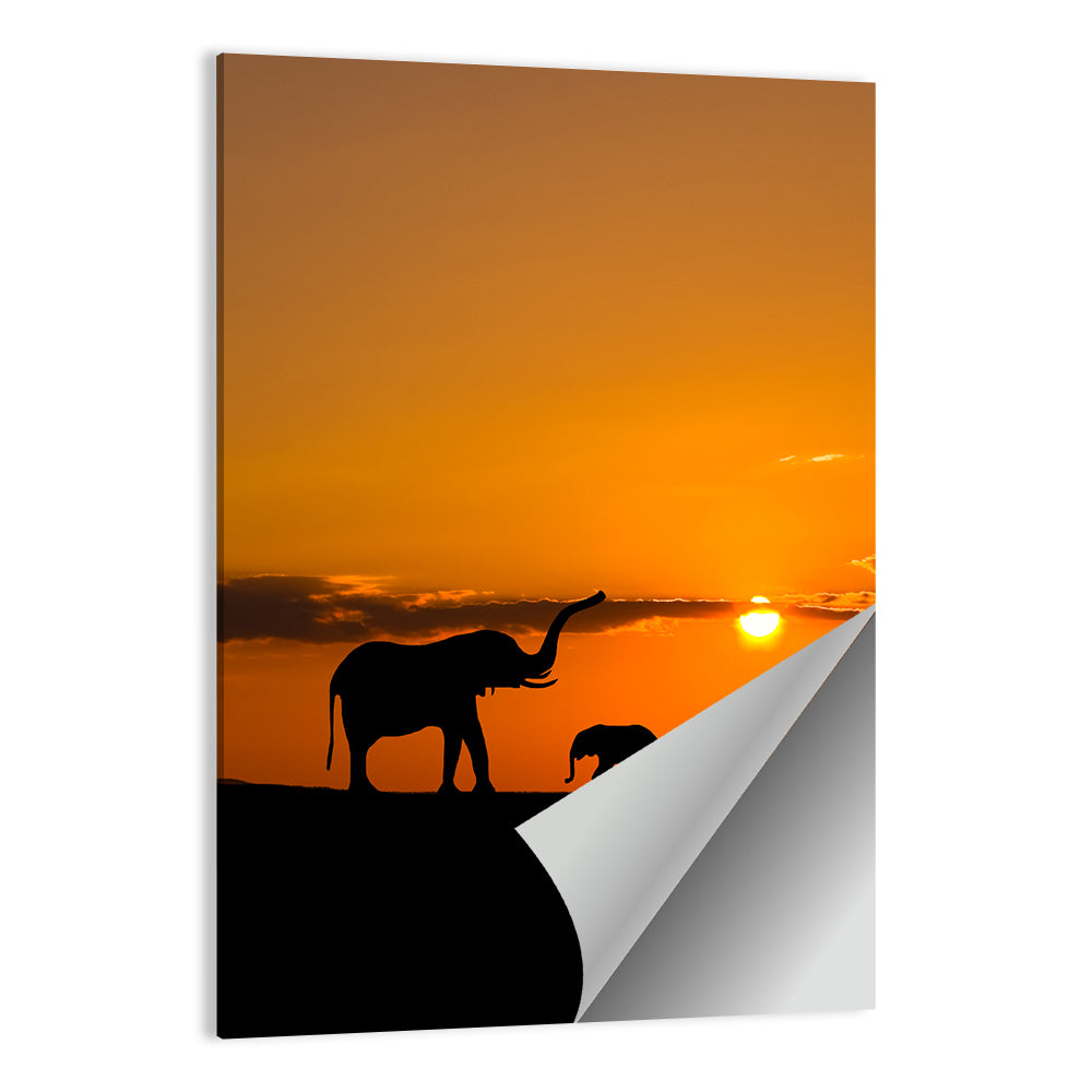 Savannah Elephant Silhouettes Wall Art