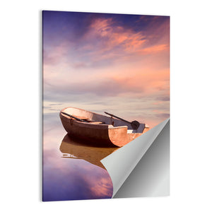 Lonely Boat At Sunset Wall Art