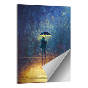 Lonely Woman Under Umbrella Wall Art