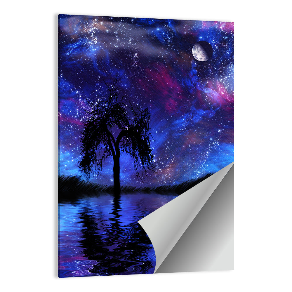 Crescent Moon Nightscape Wall Art