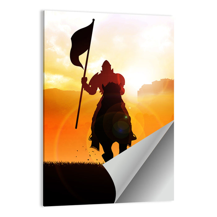 Knight Silhouette at Sunset Wall Art as a poster print