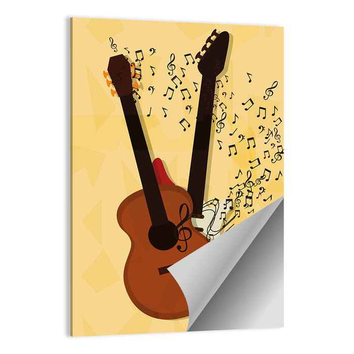 Twin Neck Guitar Illustration Wall Art as a poster print