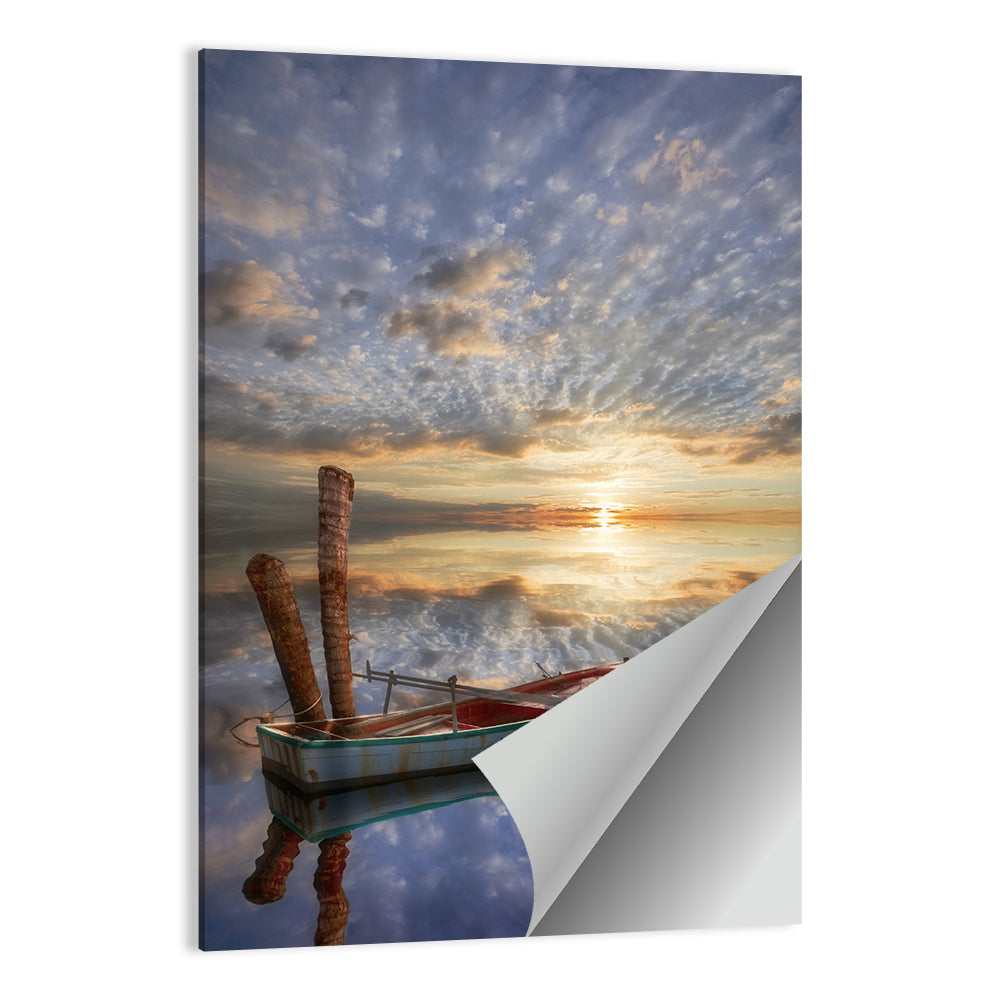 Old Lonely Boat In Lake Wall Art