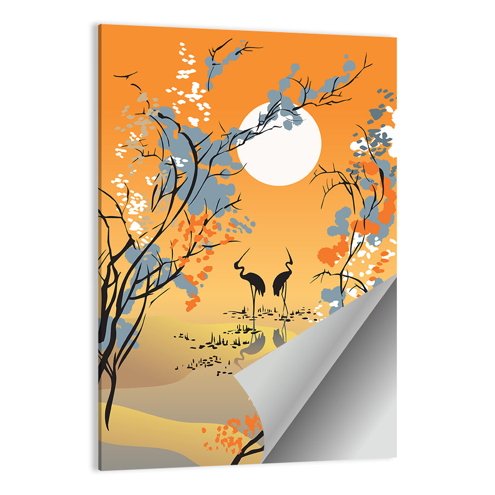 Four Seasons Moon Illustration Wall Art