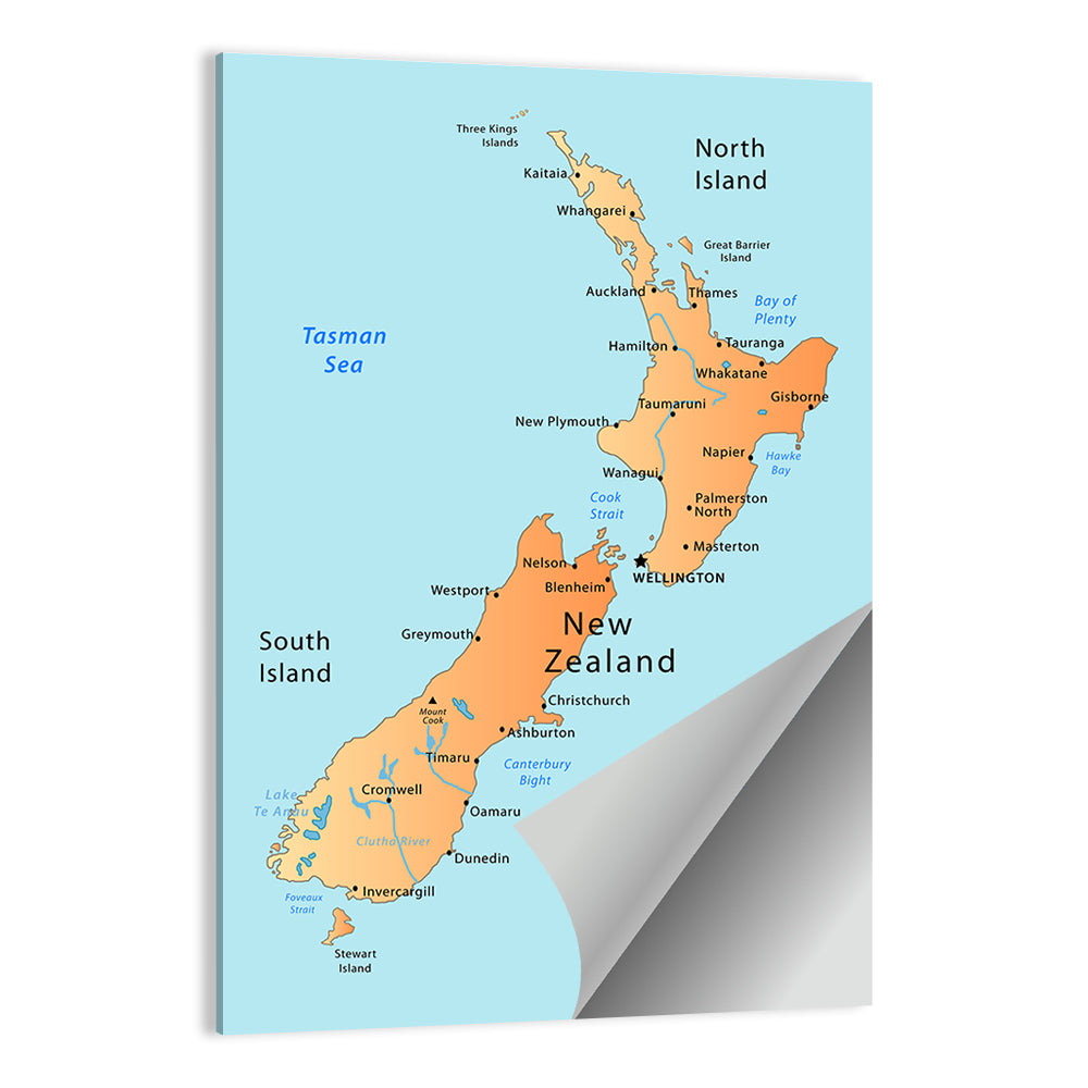 New Zealand Cartographic Map Wall Art