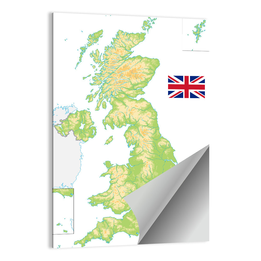 United Kingdom Relief Map Wall Art