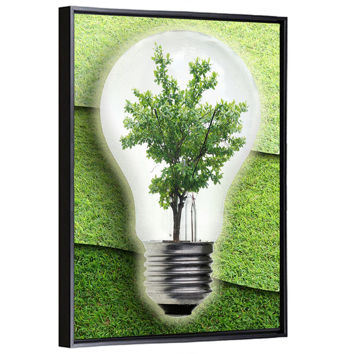 Light Bulb Tree Earth Concept Wall Art as a framed canvas