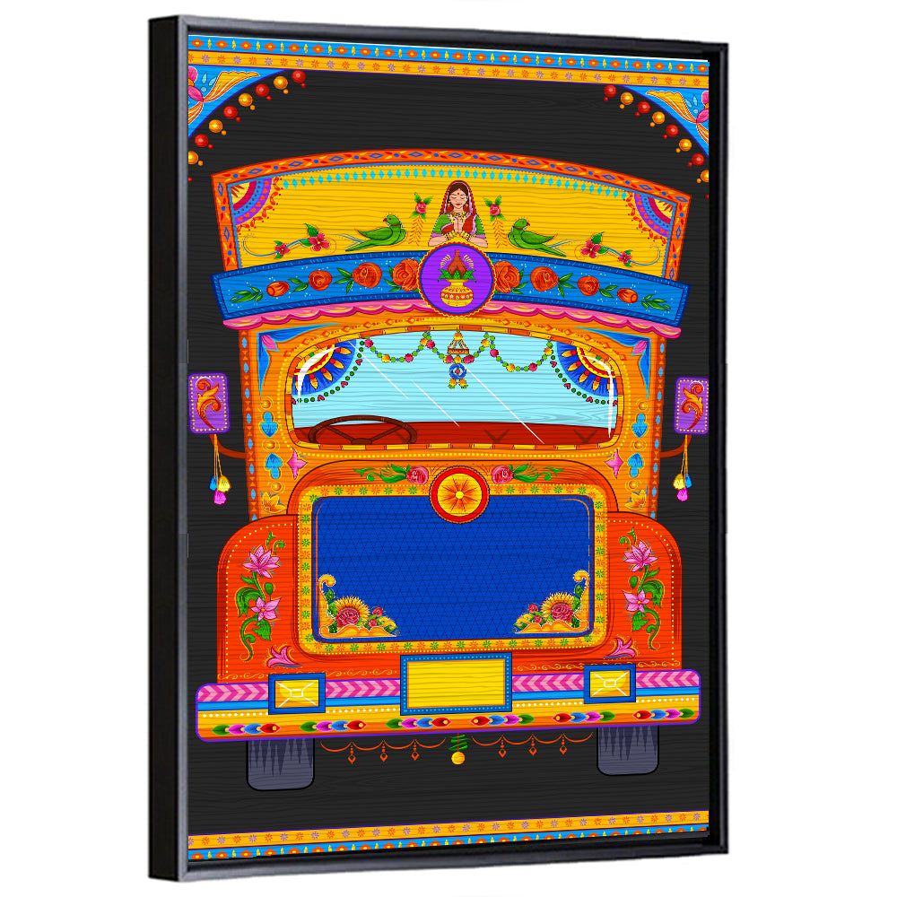 Colorful Indian Truck Illustration Wall Art
