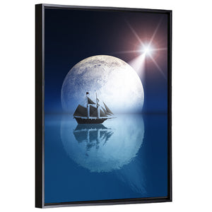 Moon & Star Over Ship Wall Art