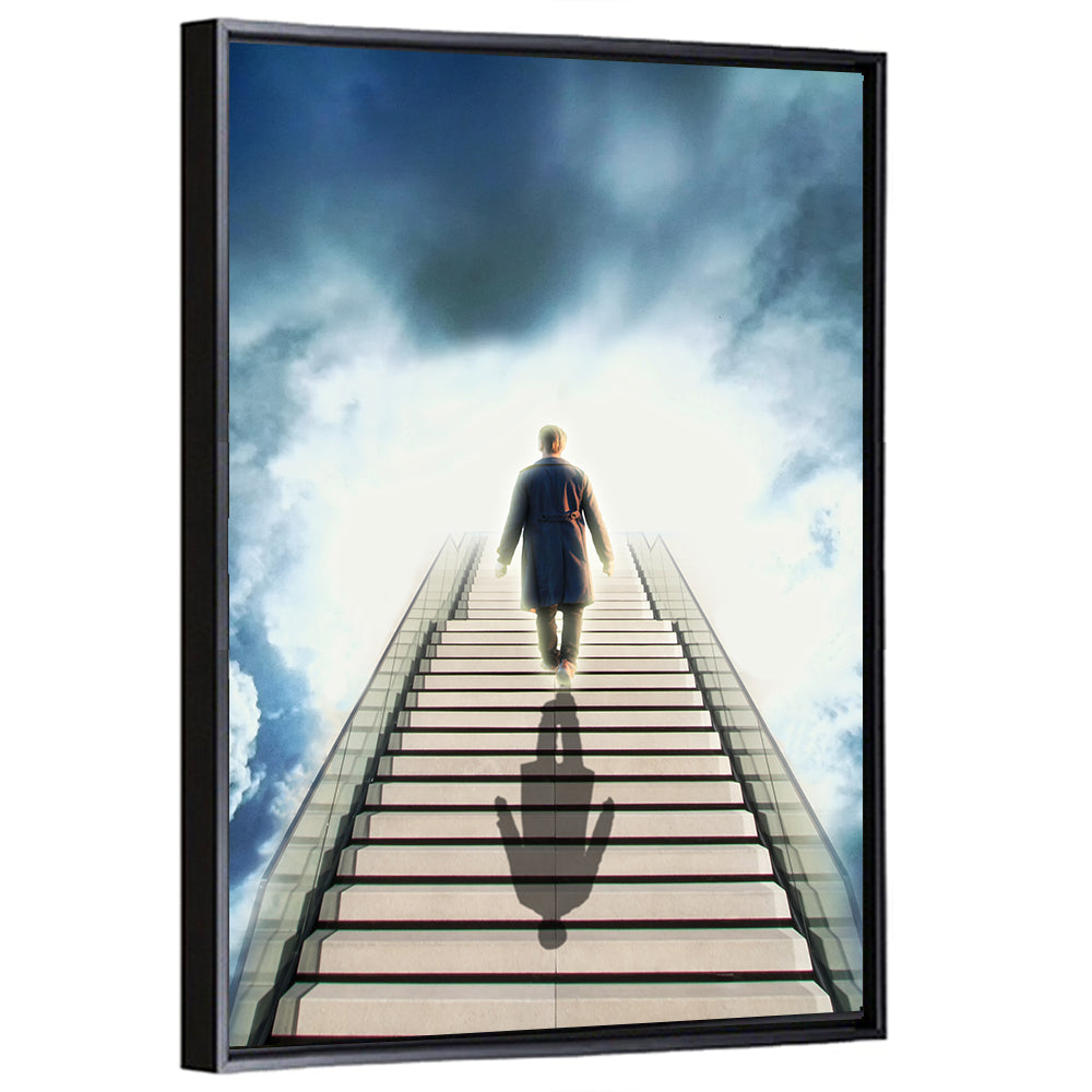 Man Ascending Toward Light Wall Art