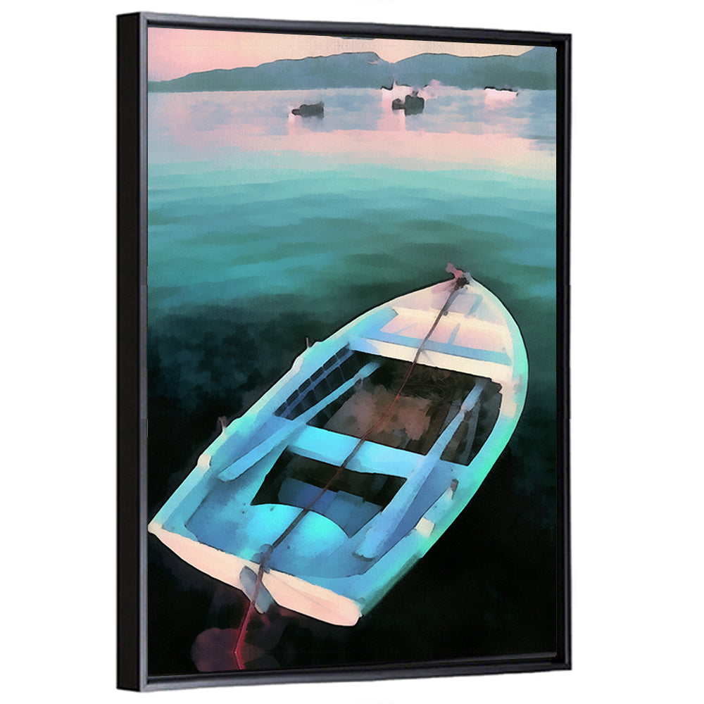Tethered Rowboat at Dusk Wall Art