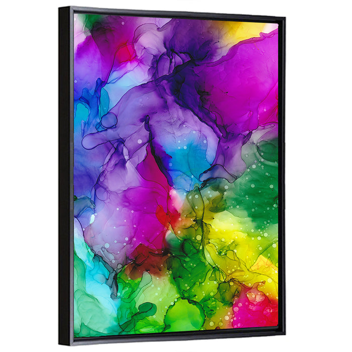 Vibrant Alcohol Ink Swirl Wall Art as a framed canvas