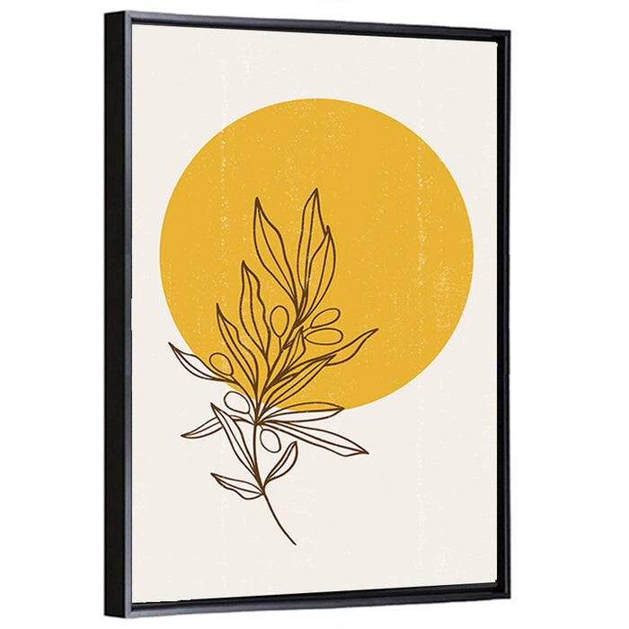 Olive Branch Sun Line Wall Art as a framed canvas