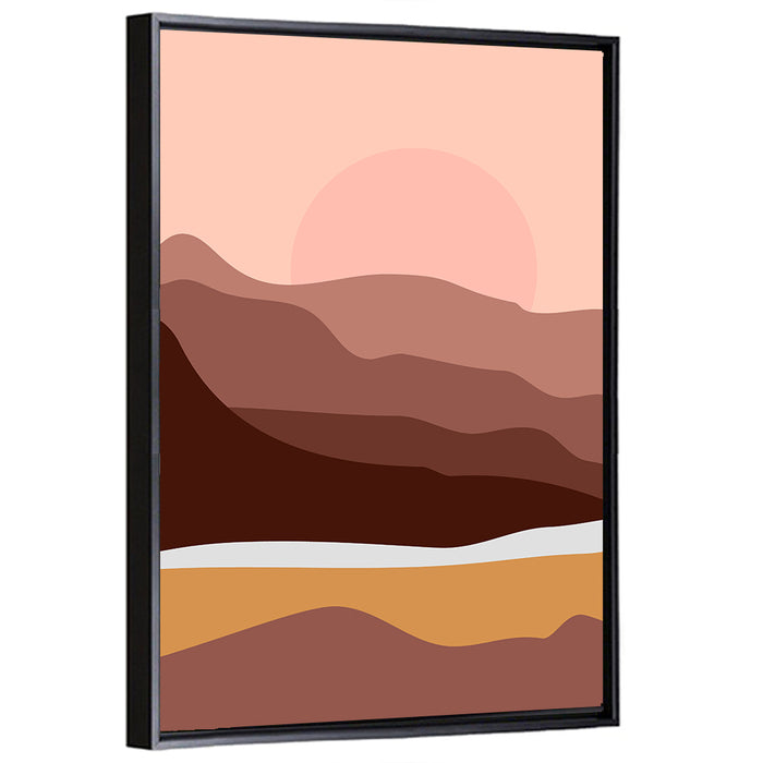 Layered Desert Mountains at Dusk Wall Art as a framed canvas