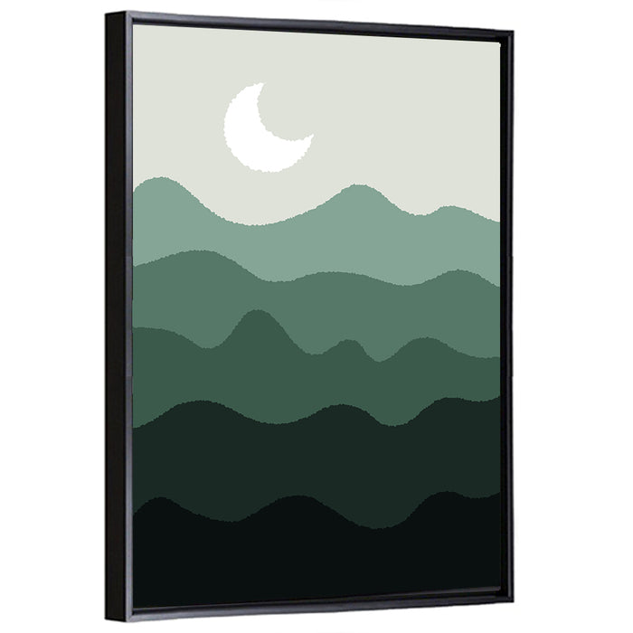 Moonlit Green Mountains Wall Art as a framed canvas