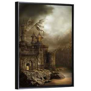 Fantasy Castle With Dragon Wall Art