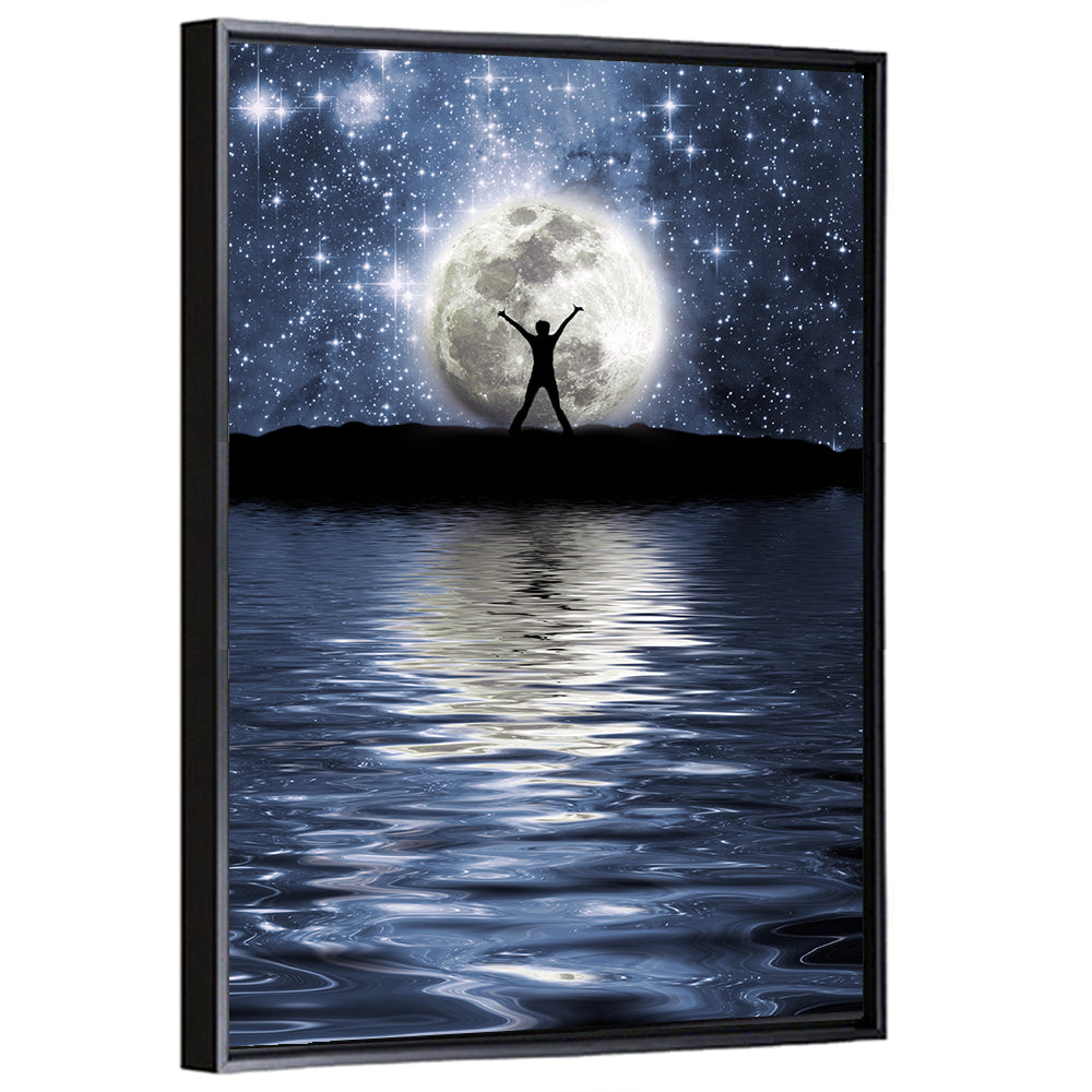Silhouette Before Full Moon Wall Art