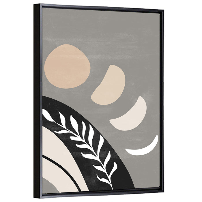 Crescent Moon Botanical Composition Wall Art as a framed canvas