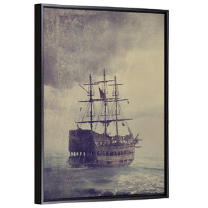 Old Pirate Ship In The Sea Wall Art