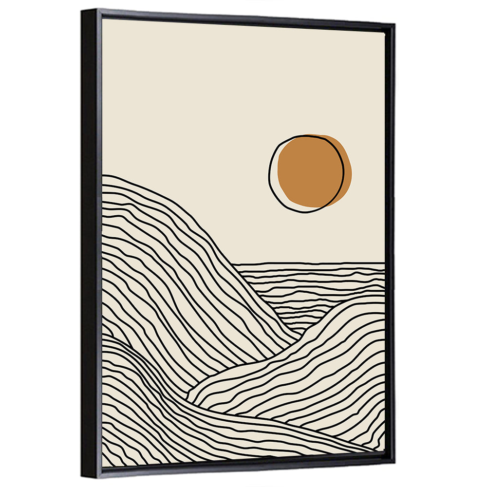Contour Mountains with Geometric Sun Wall Art