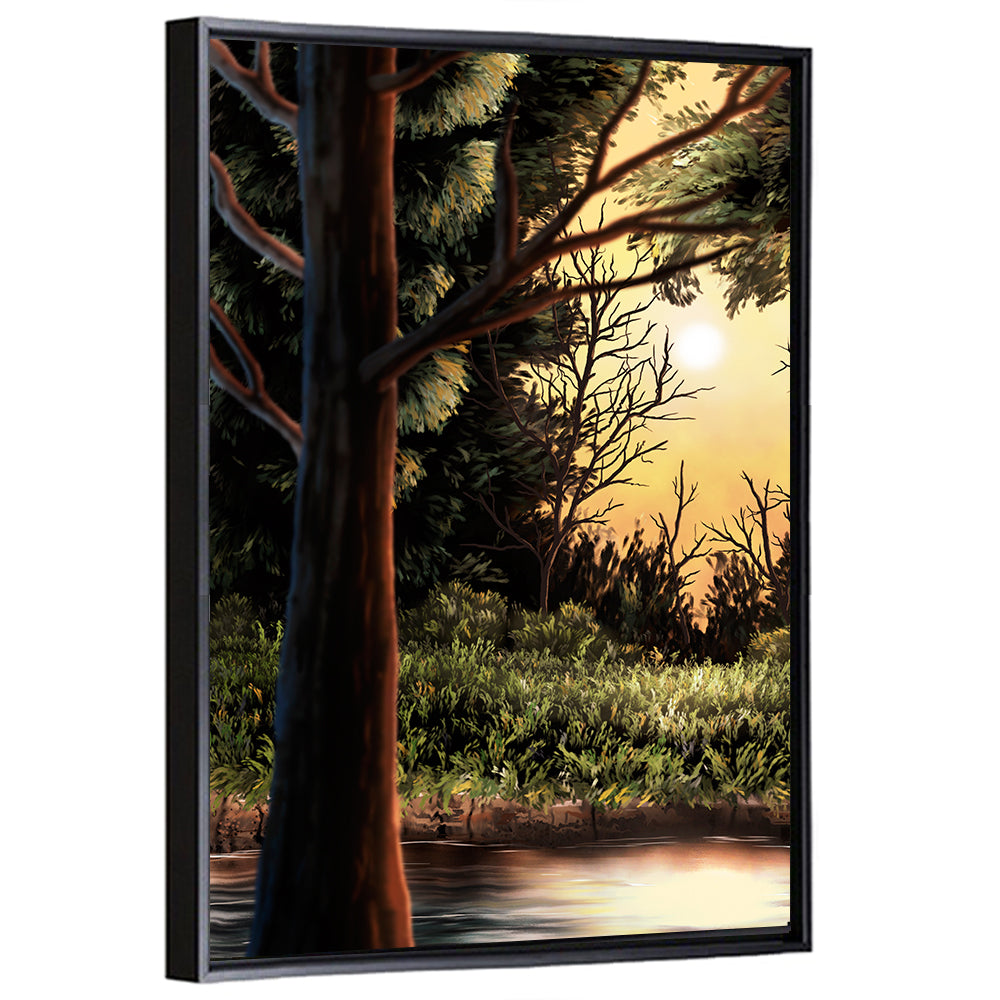 Golden Hour Lake in the Woods Wall Art