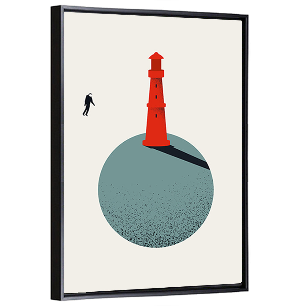 Red Lighthouse on Planet Wall Art