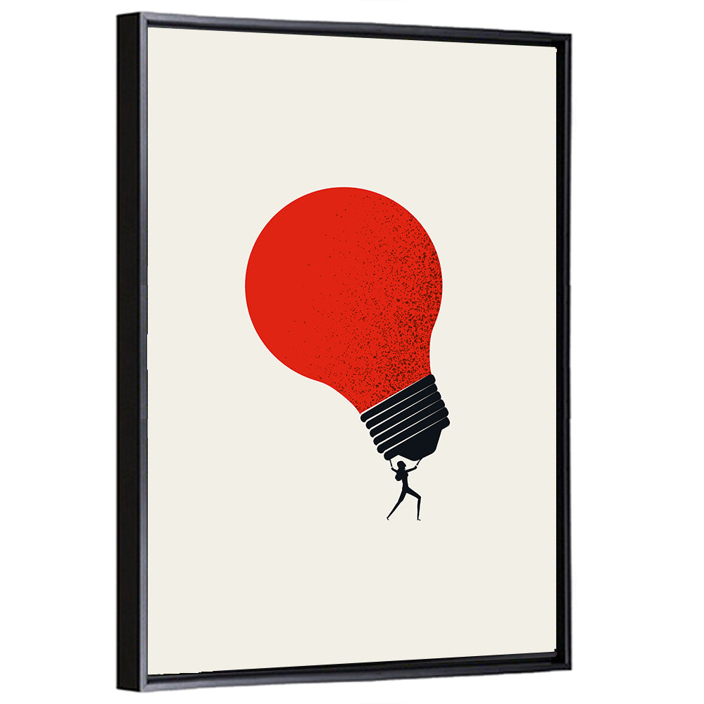 Person Holding Red Lightbulb Wall Art
