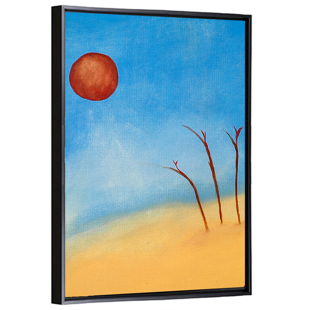 Red Sun Desert Landscape Wall Art