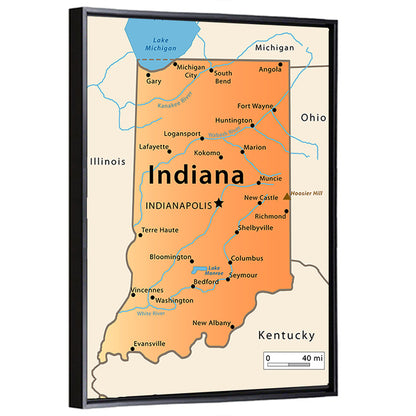 Indiana Map Wall Art