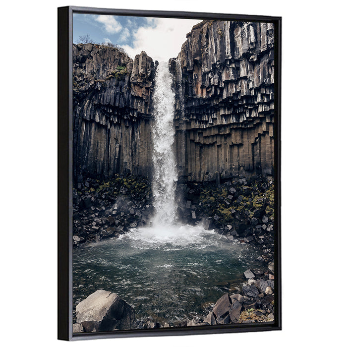 Svartifoss Basalt Waterfall Wall Art as a framed canvas