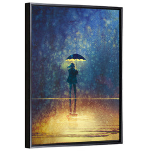 Lonely Woman Under Umbrella Wall Art