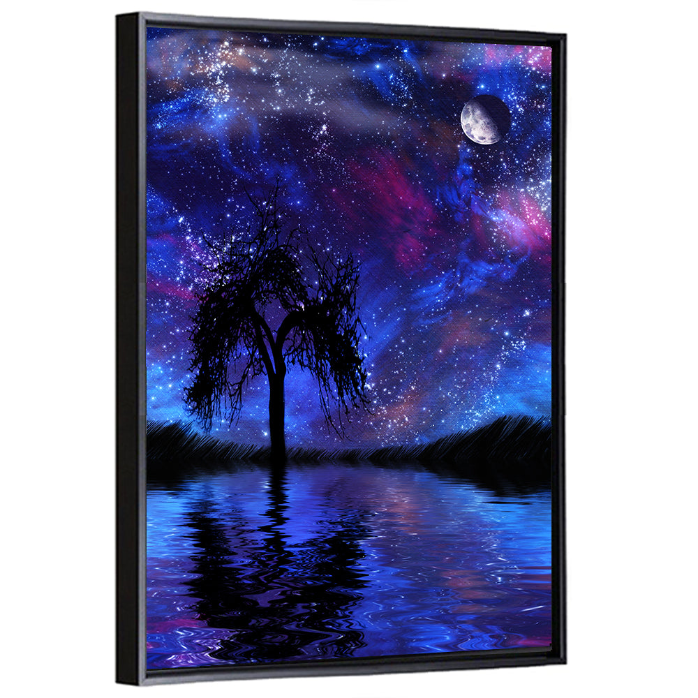 Crescent Moon Nightscape Wall Art