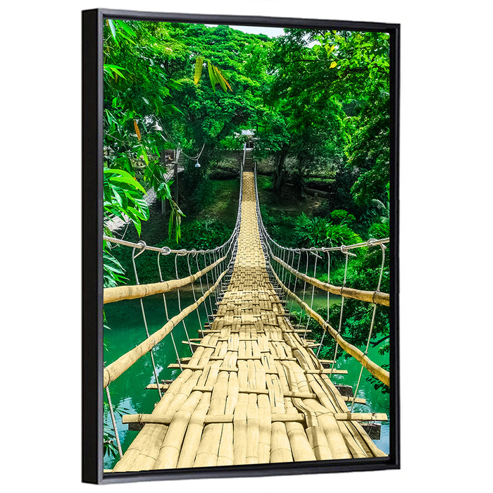 Bamboo Pedestrian Bridge Wall Art as a framed canvas
