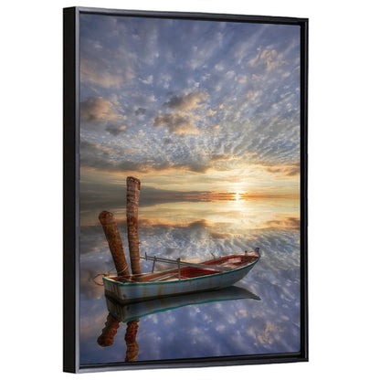 Old Lonely Boat In Lake Wall Art