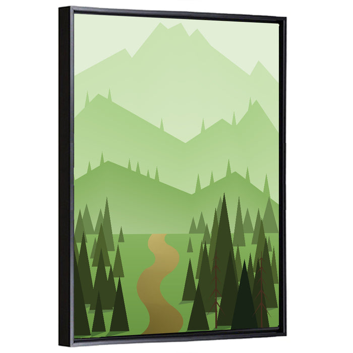 Winding Path Through Green Hills Wall Art as a framed canvas