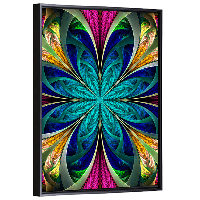Kaleidoscope Fractal Blossom Wall Art as a framed canvas