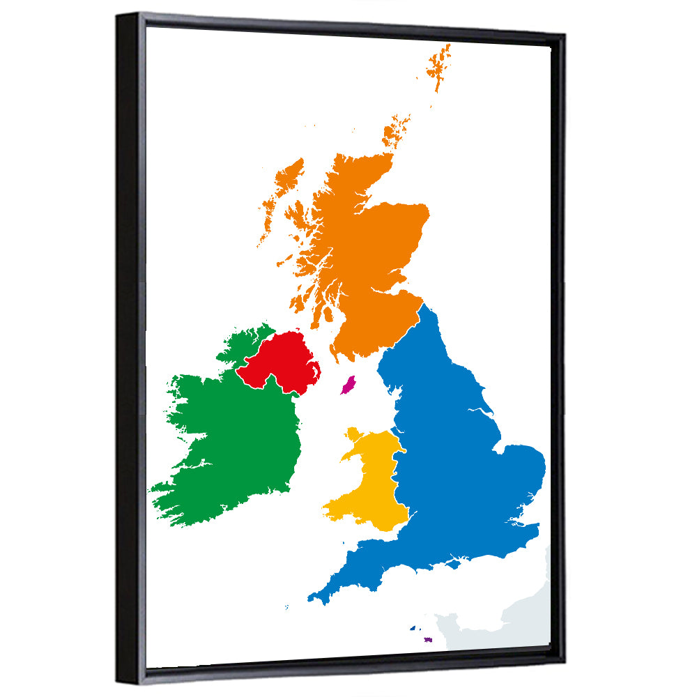 British Isles Multicolor Map Wall Art