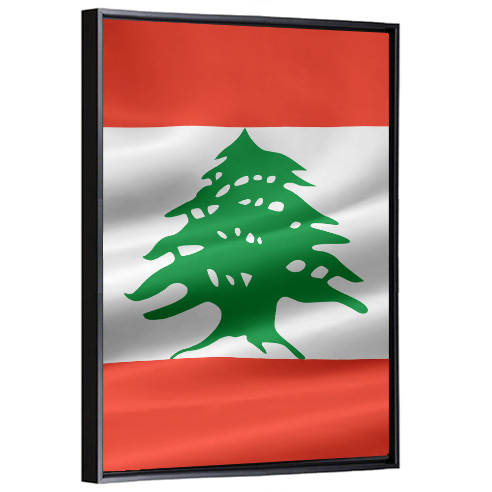Lebanon Flag with Cedar Emblem Wall Art