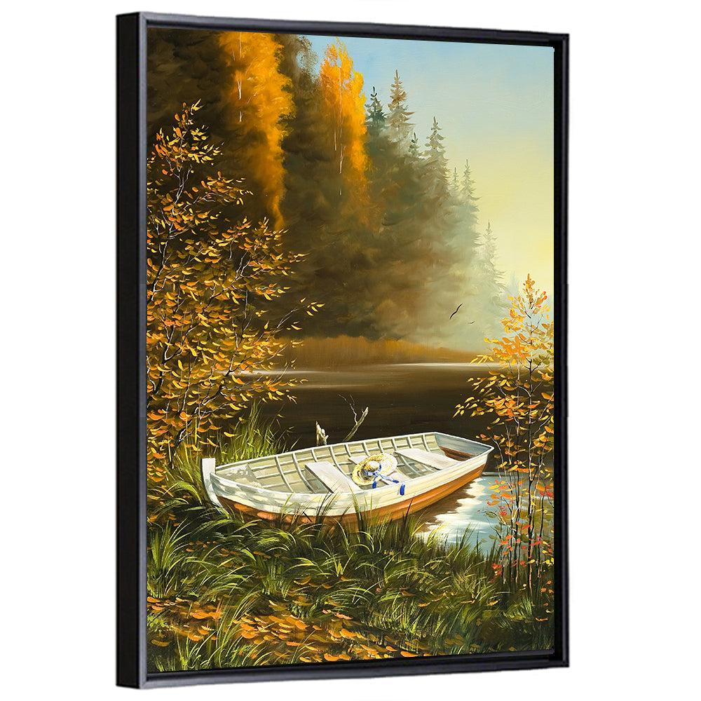 Wooden Boat with Straw Hat Wall Art