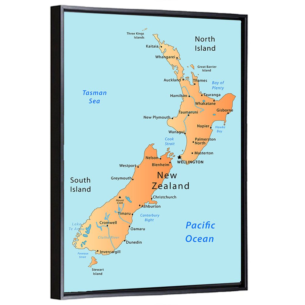 New Zealand Cartographic Map Wall Art
