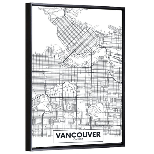 Vancouver City Map Wall Art