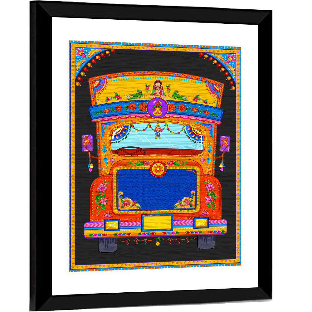 Colorful Indian Truck Illustration Wall Art