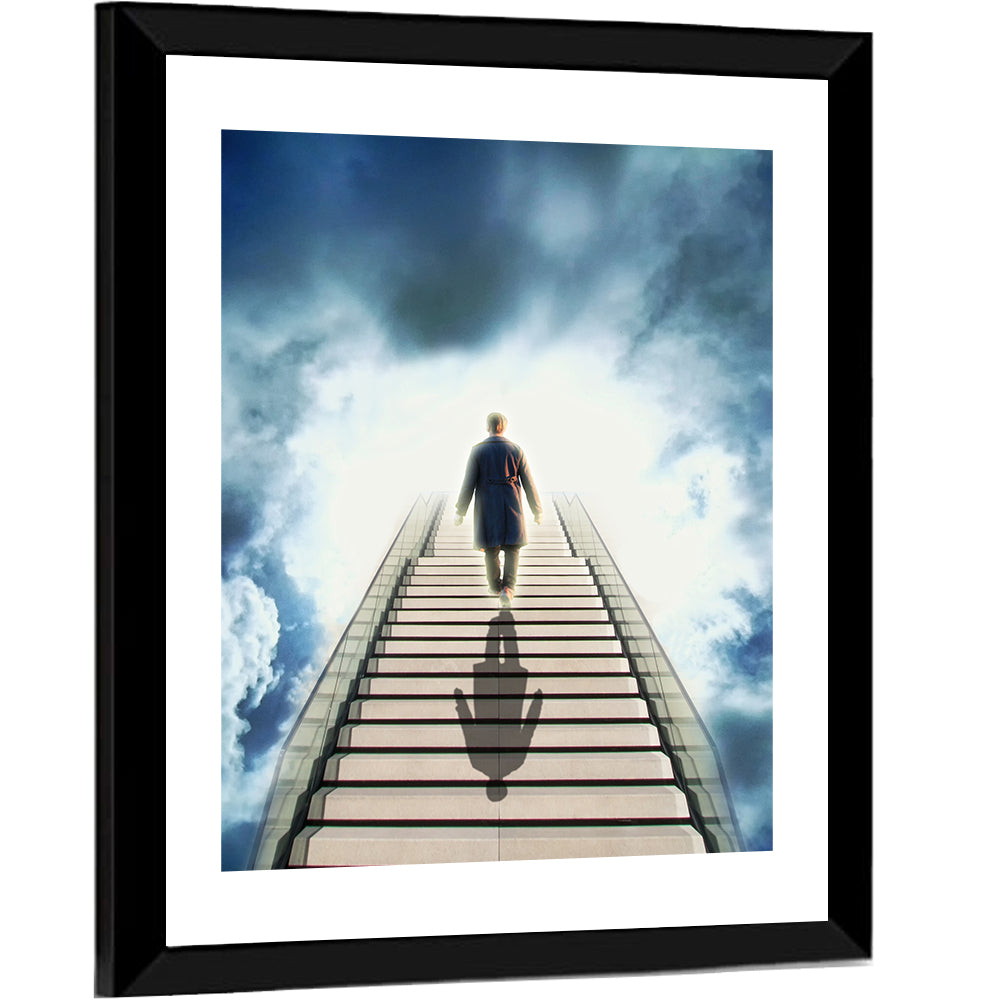 Man Ascending Toward Light Wall Art