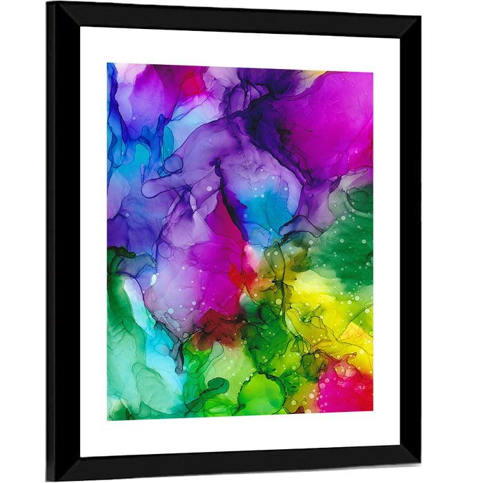 Vibrant Alcohol Ink Swirl Wall Art as a framed print