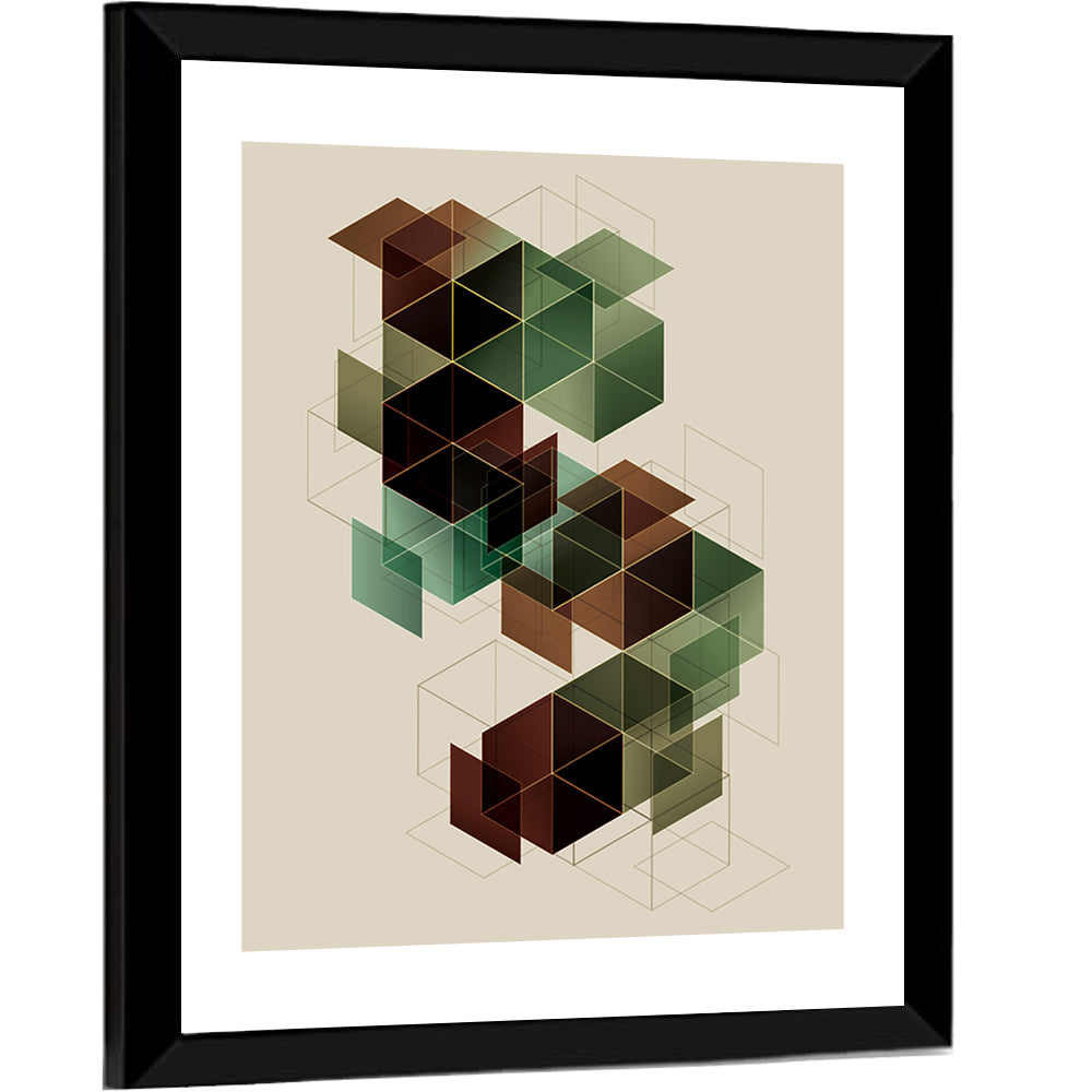 Floating Translucent Cubes Wall Art