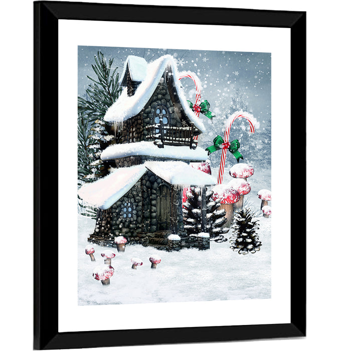 Snowbound Fairy Cottage Wall Art as a framed print